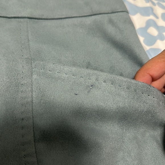 Teal faux suede button midi skirt - Picture 2 of 7